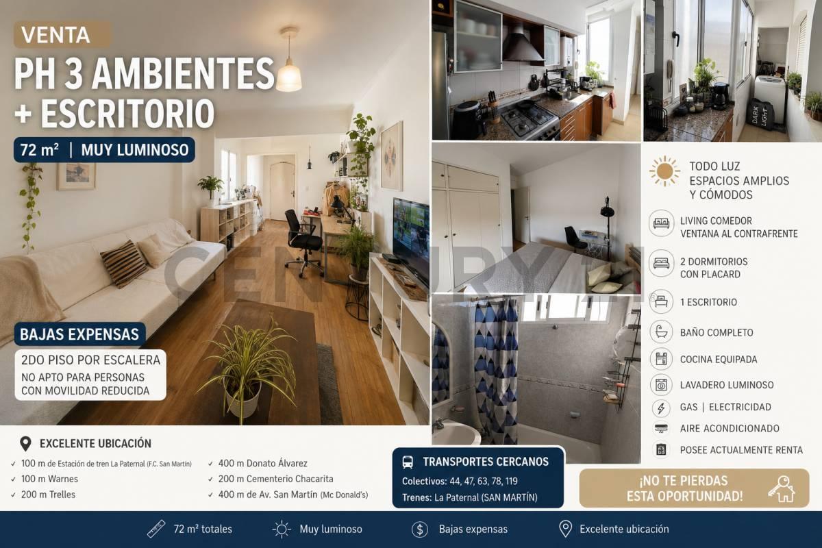 VENTA DE PH DE 3 AMBIENTES + ESCRITORIO EN PATERNAL — foto 1