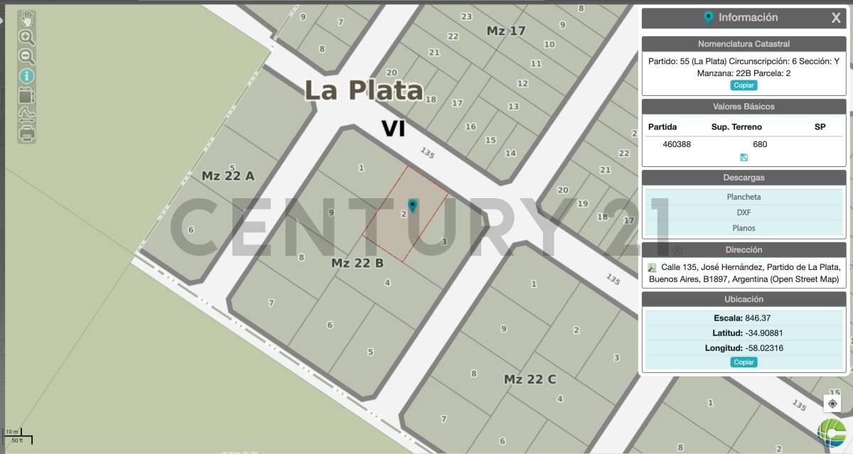 Lote en venta Zona Don Carlos, 135 esq 510 — foto 1