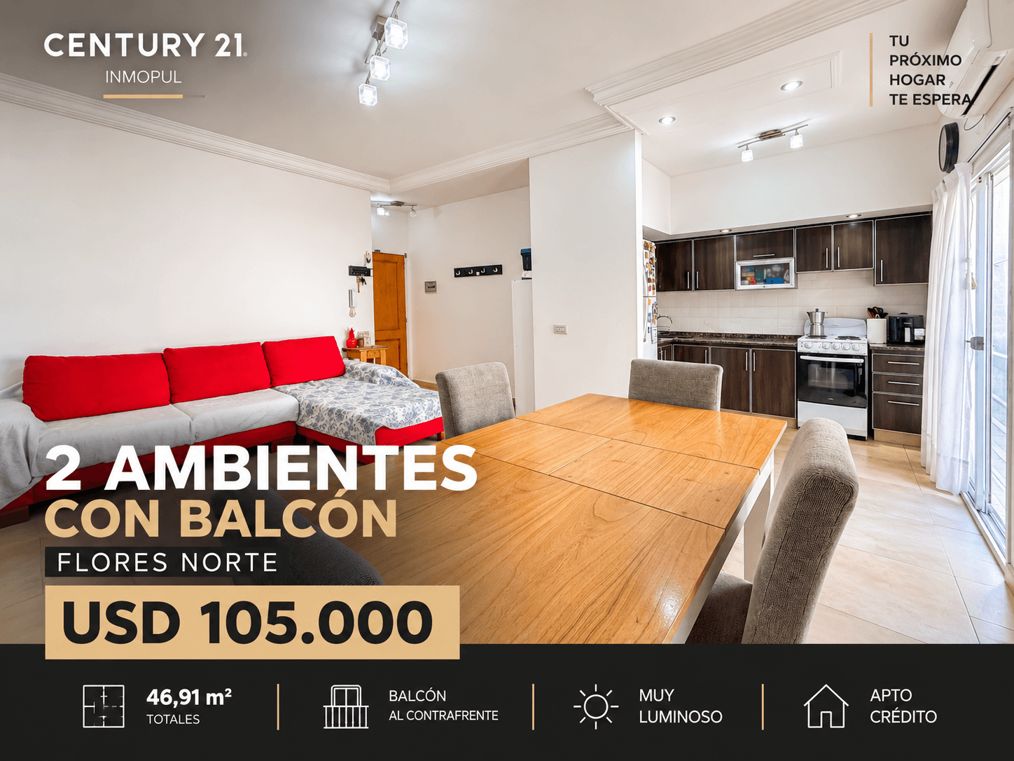 2 AMBIENTES CON BALCÓN, APTO CRÉDITO Y BAJAS EXPENSAS | FLORES NORTE — foto 1