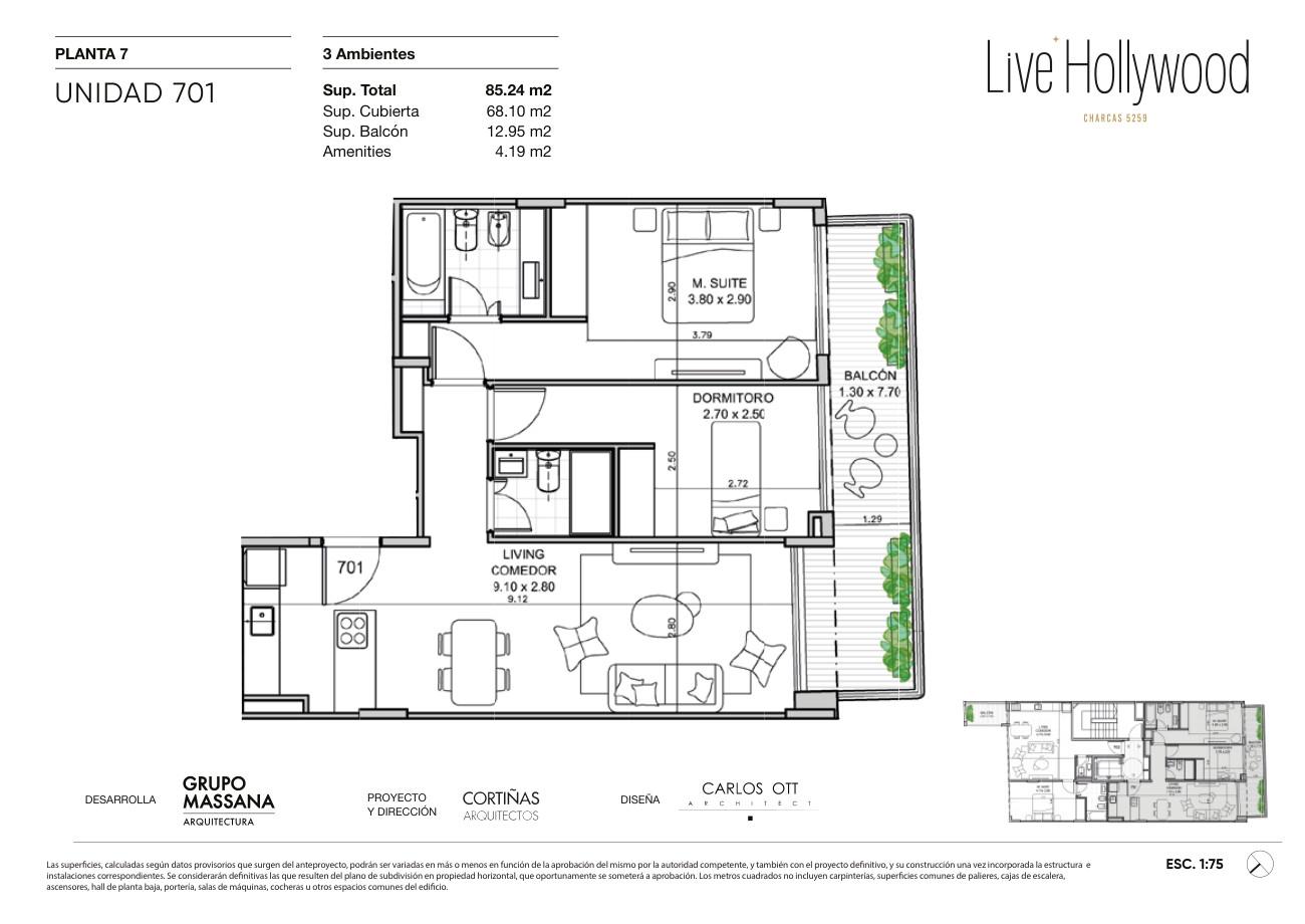 VENTA - PERMUTA - DPTO 3 AMBIENTES CON BALCÓN - PALERMO HOLLYWOOD - 86 M2 — foto 1