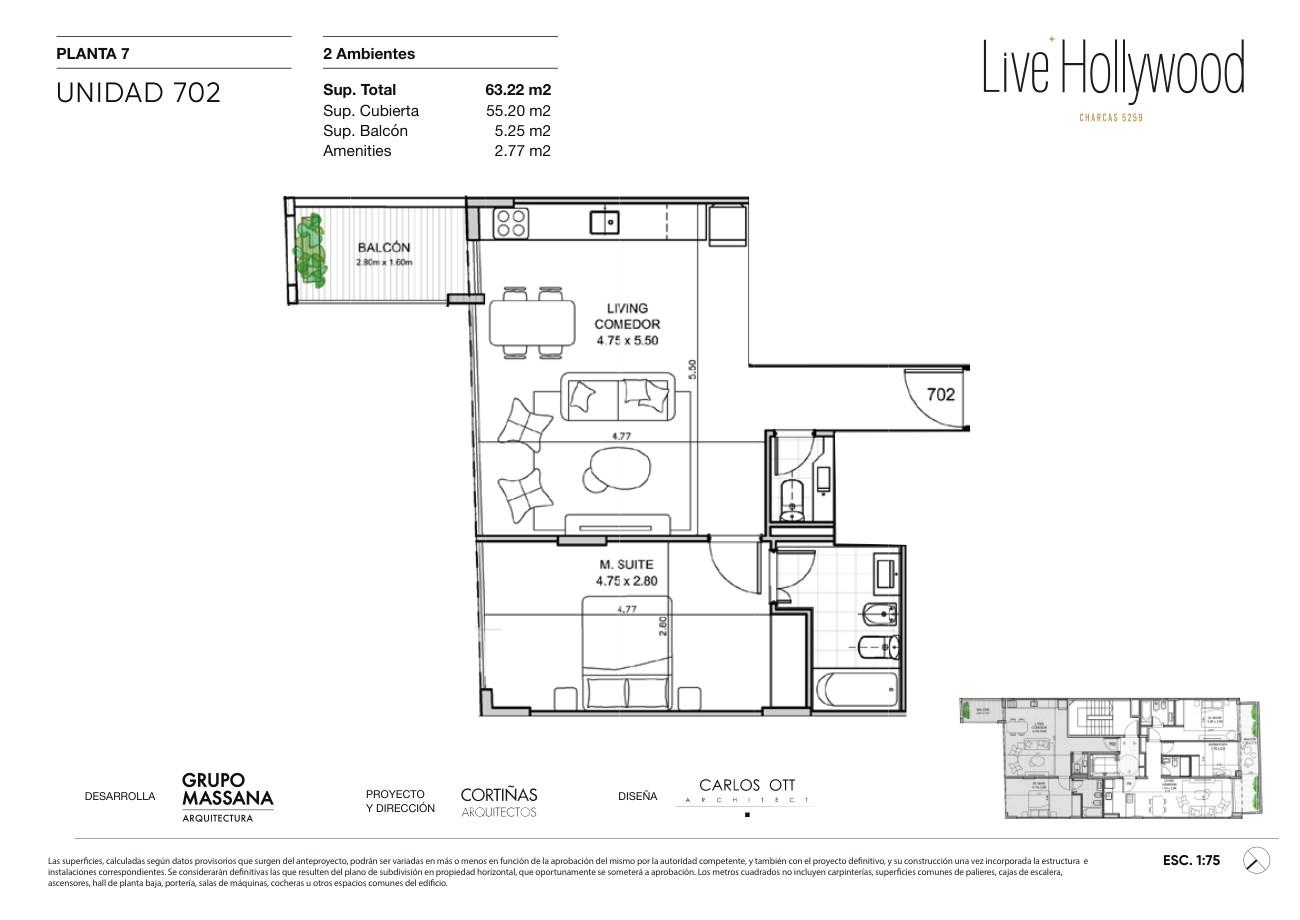 VENTA - PERMUTA - DPTO 2 AMBIENTES CON BALCÓN - PALERMO HOLLYWOOD - 62 M2 — foto 1